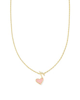 Dolly Parton x Kendra Scott Gold Ari Heart Music Note Short Pendant Necklace in Light Pink Drusy