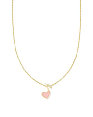 Dolly Parton x Kendra Scott Gold Ari Heart Music Note Short Pendant Necklace in Light Pink Drusy