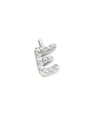 14k White Gold Letter E Charm in White Diamond
