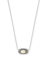 Elisa Silver Pendant Necklace in Black Mother-of-Pearl