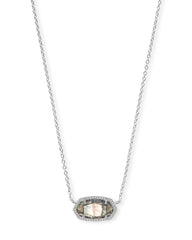 Elisa Silver Pendant Necklace in Black Mother-of-Pearl