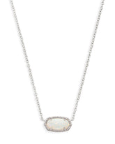 Elisa Silver Pendant Necklace in White Kyocera Opal