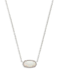 Elisa Silver Pendant Necklace in White Kyocera Opal