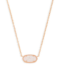 Elisa Rose Gold Pendant Necklace in Iridescent Drusy