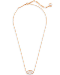 Elisa Rose Gold Pendant Necklace in Iridescent Drusy