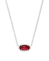 Elisa Silver Pendant Necklace in Berry Glass