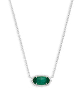 Elisa Silver Pendant Necklace in Emerald Cat’s Eye