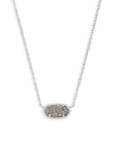 Elisa Silver Pendant Necklace in Platinum Drusy