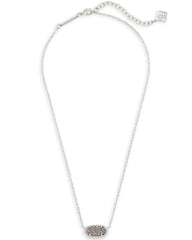 Elisa Silver Pendant Necklace in Platinum Drusy