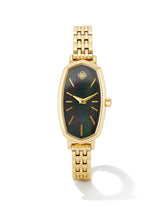 Elle Gold Tone Stainless Steel Watch in Black Mother-of-Pearl