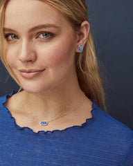 Ellie Gold Stud Earrings in White Kyocera Opal