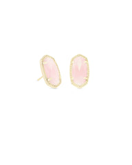 Ellie Gold Stud Earrings in Rose Quartz