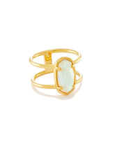 Elyse 18k Gold Vermeil Double Band Ring in White Sterling Opal