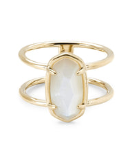 Elyse 18k Gold Vermeil Double Band Ring in Ivory Mother-of-Pearl