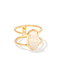 Elyse 18k Gold Vermeil Double Band Ring in Rainbow Moonstone
