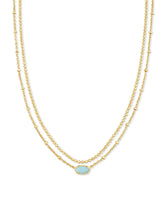 Emilie Gold Multi Strand Necklace in Light Blue Magnesite