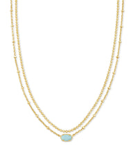 Emilie Gold Multi Strand Necklace in Light Blue Magnesite