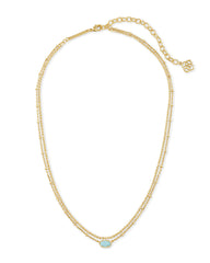 Emilie Gold Multi Strand Necklace in Light Blue Magnesite