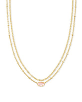 Emilie Gold Multi Strand Necklace in Rose Mother Of Pearl