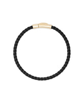Evans 18k Yellow Gold Vermeil Corded Bracelet in Black Leather