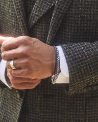 Evans Sterling Silver Corded Bracelet in Brown Leather