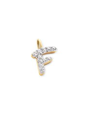 14k Yellow Gold Letter F Charm in White Diamond