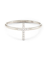 Cross 14k White Gold Band Ring in White Diamond