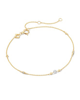 0.10 ct Floating Lab Grown White Diamond Delicate Chain Bracelet in 14k Yellow Gold