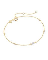 0.10 ct Floating Lab Grown White Diamond Delicate Chain Bracelet in 14k Yellow Gold