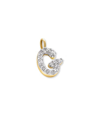 14k Yellow Gold Letter G Charm in White Diamond
