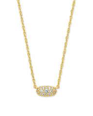 Grayson Gold Pendant Necklace in White CZ