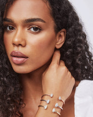 Grayson Rose Gold Cuff Bracelet in White Crystal