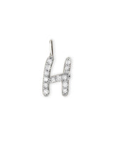 14k White Gold Letter H Charm in White Diamond