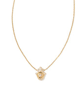 Hamsa 14k Yellow Gold Pendant Necklace in White Diamond
