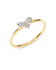 Heart 14k Yellow Gold Band Ring in White Diamond