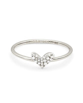 Heart 14k White Gold Band Ring in White Diamond