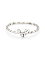 Heart 14k White Gold Band Ring in White Diamond