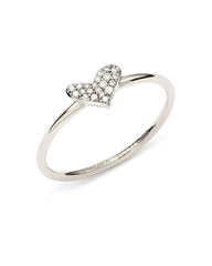 Heart 14k White Gold Band Ring in White Diamond