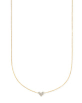 Heart 14k Yellow Gold Pendant Necklace in White Diamonds