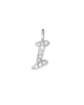 14k White Gold Letter I Charm in White Diamond