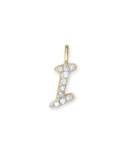 14k Yellow Gold Letter I Charm in White Diamond