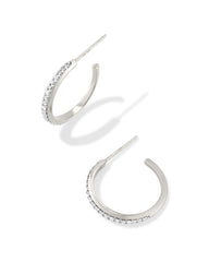 0.24 ct Ines 14k White Gold Pave Small Hoop Earrings in White Diamond