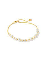 Jovie Gold Beaded Delicate Chain Bracelet in Freshwater Cultured Pearl