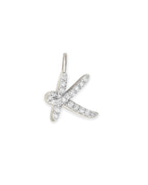 14k White Gold Letter K Charm in White Diamond
