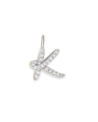 14k White Gold Letter K Charm in White Diamond