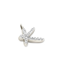 14k White Gold Letter K Charm in White Diamond