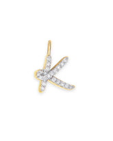 14k Yellow Gold Letter K Charm in White Diamond