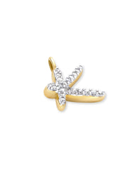 14k Yellow Gold Letter K Charm in White Diamond