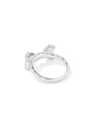 Krista Silver Bow Cocktail Ring in White Mix