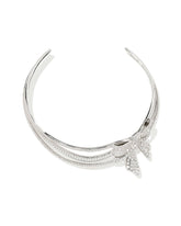 Krista Silver Bow Statement Necklace in White Mix